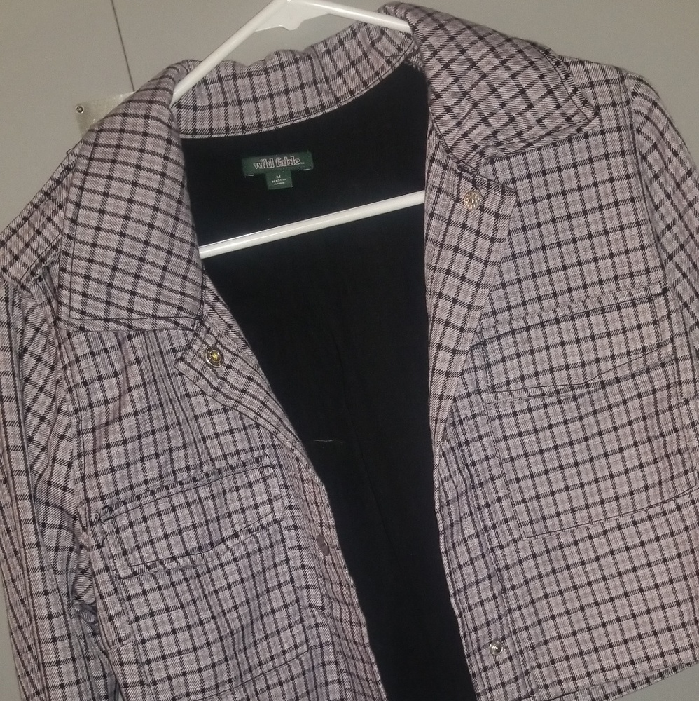Wild Fable Purple Checkered Cropped Jacket